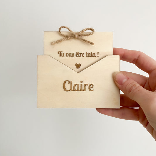 Enveloppe en bois personnalisée - Message surprise