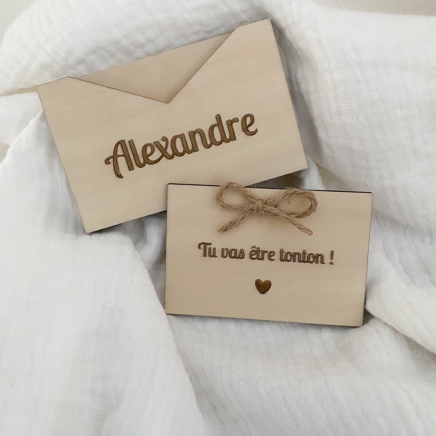 Enveloppe en bois personnalisée - Message surprise