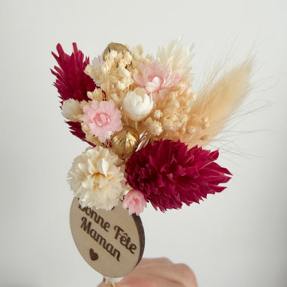 Magnet bouquet de fleurs séchées "Bonne Fête Maman"