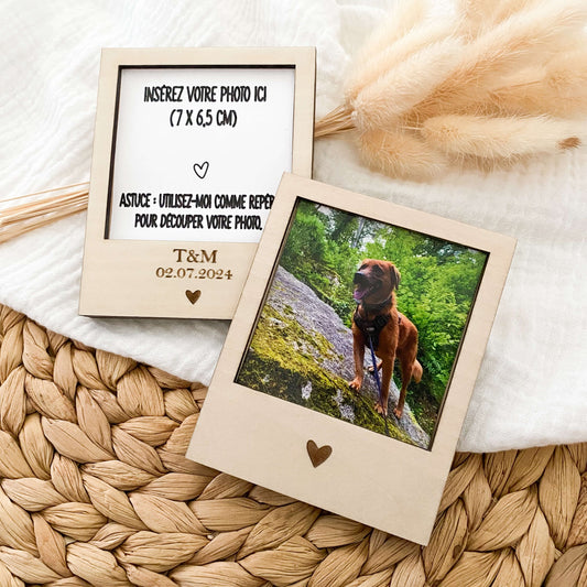 Magnet polaroïd en bois personnalisé