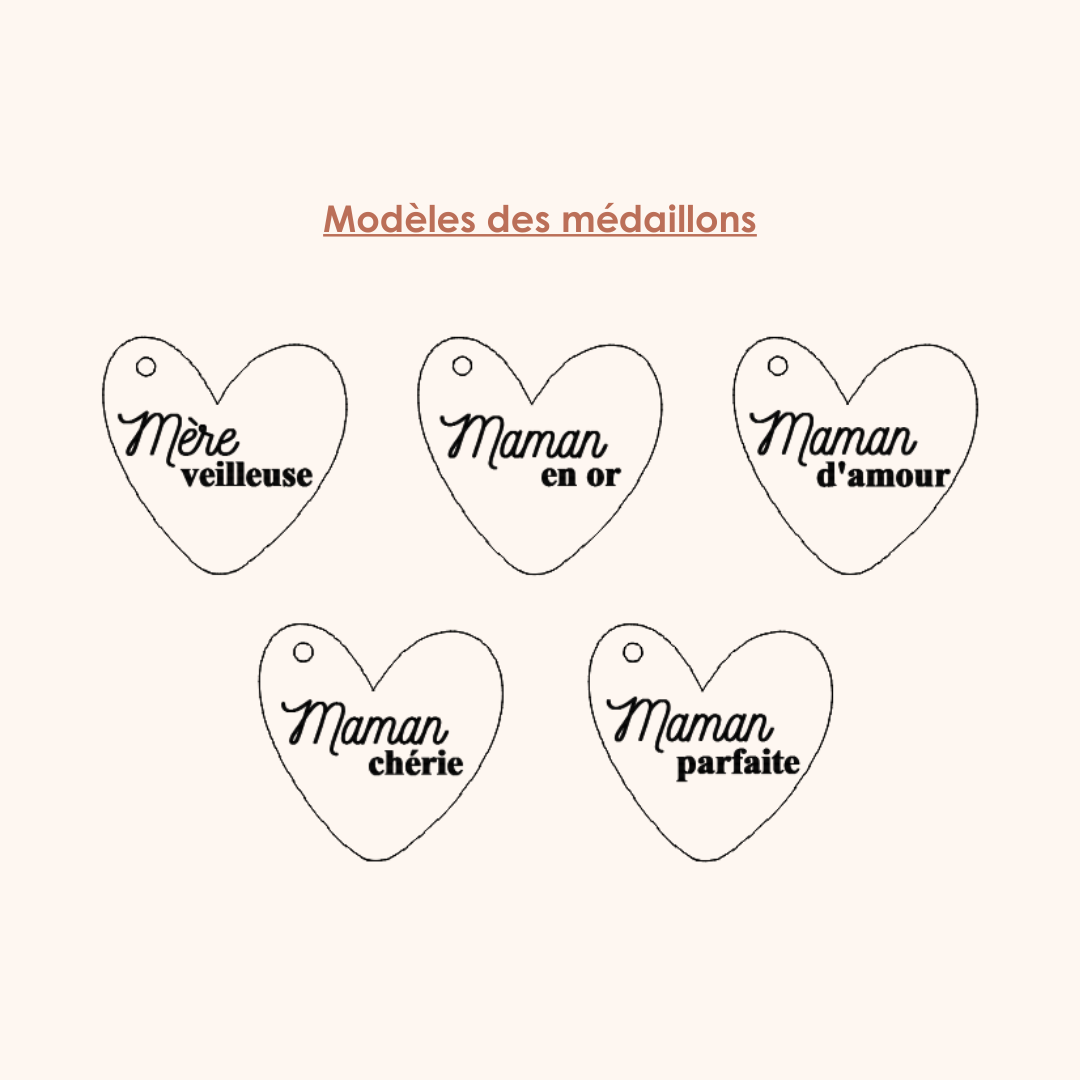 Porte-clés en macramé et médaillon "Maman"