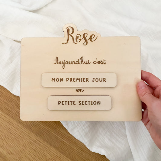Pancarte scolaire personnalisée (prénom & classe)